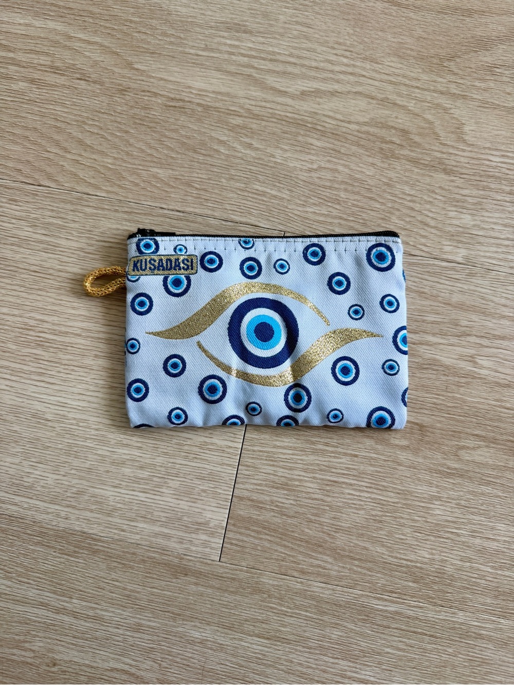 Small Souvenir Turkish Greece Embroidered Coin Purse Zipper Pouch Evil Eye 4x5.5